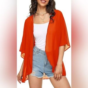 Rust Orange Kimono Cover Up